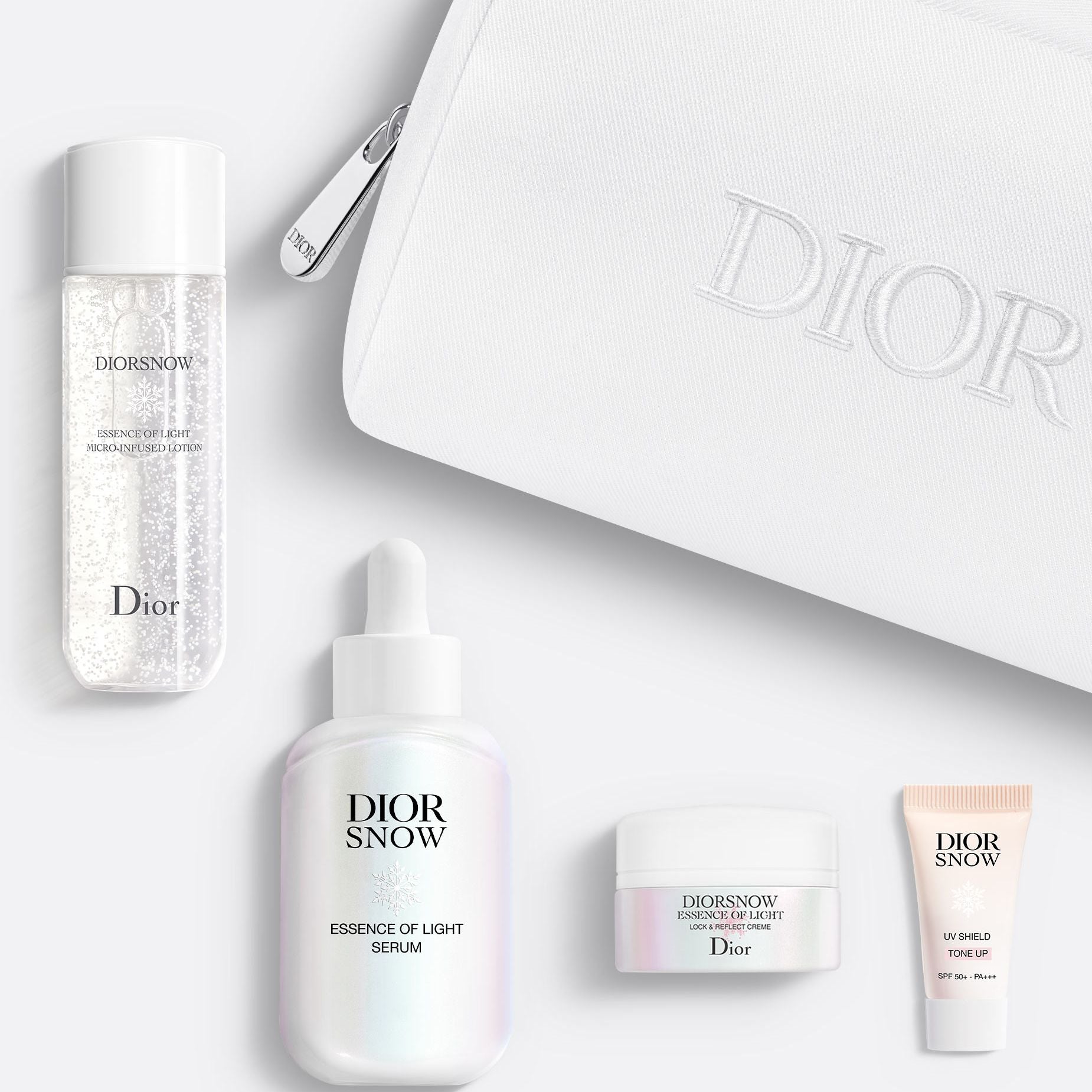 DIORSNOW THE GLOW PROTOCOL ~ Lotion, serum, hydrating cream, UV protection and reusable pouch